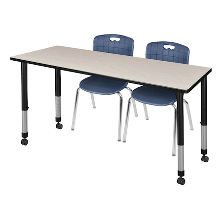 Regency Tables > Height Adjustable > Rectangular Mobile Table & Chair Sets, 66 W, 24 L, 23-34 H, Maple MT6624PLAPCBK40NV